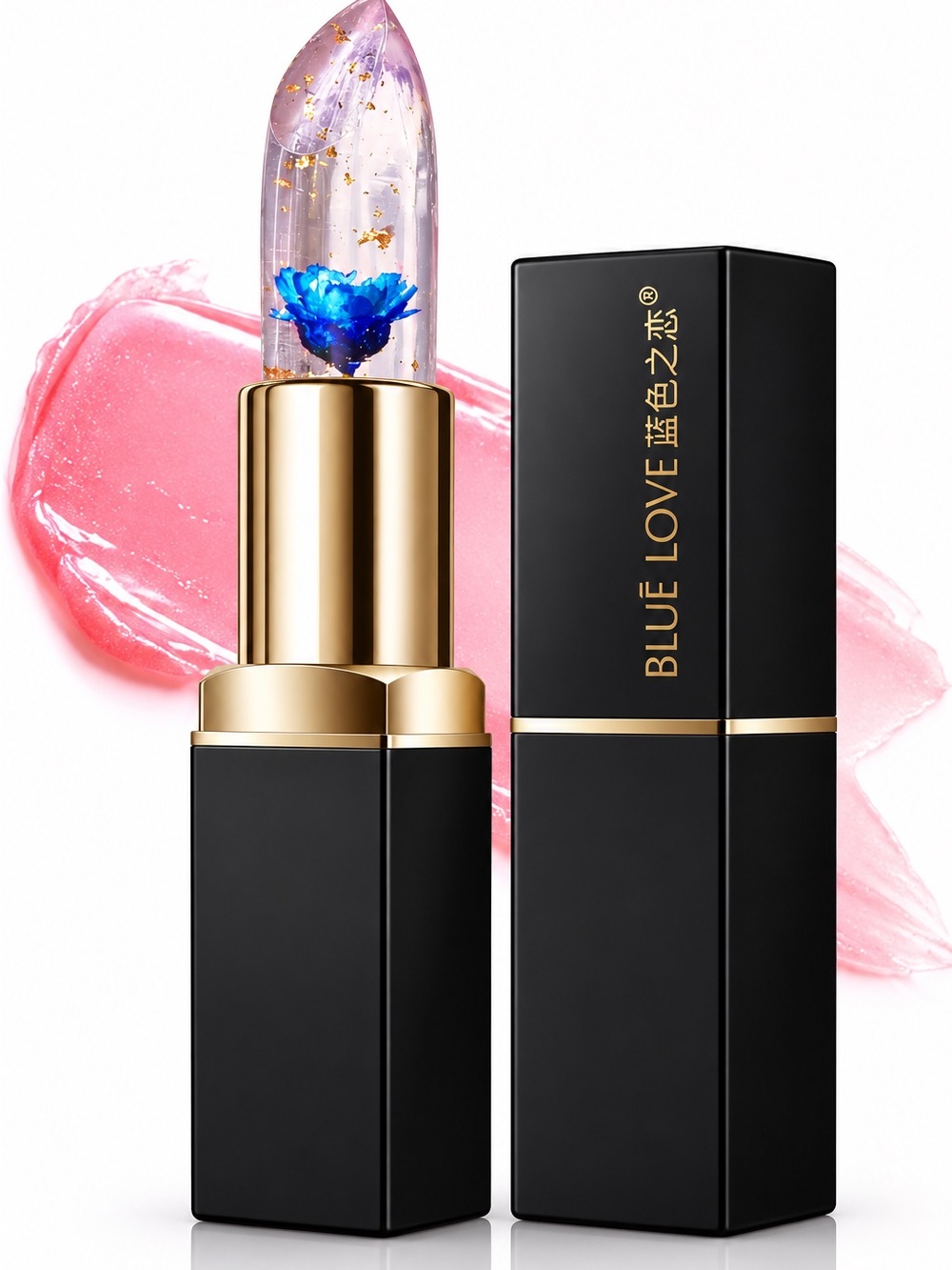 BLUE LOVE Color Changing Flower Jelly Lipstick (Blue) • NEW IN SEALED BOX